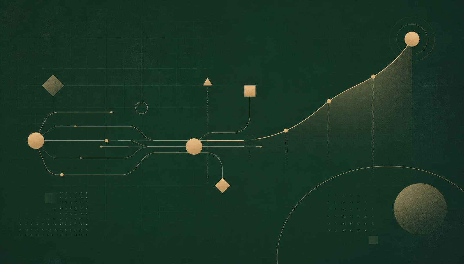 Painéis de campanhas de Google Ads e Meta Ads conectados a um núcleo de inteligência artificial